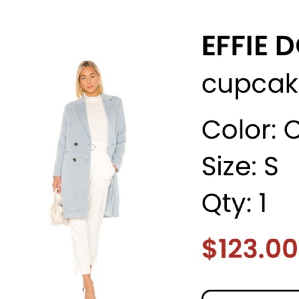 Effie Dusty Blue Coat size small cupcakes and cashmere